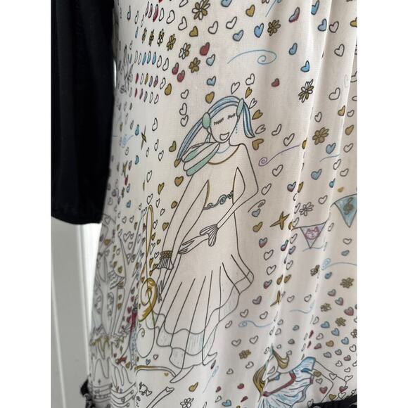 MINKPINK Silk Embellished Dress Sz 2 Oversized Graphic Print Boho Indie Artsy - Picture 3 of 11